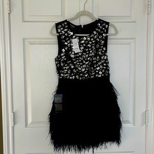 BNWT Black Studded Feather Formal Party Dress
